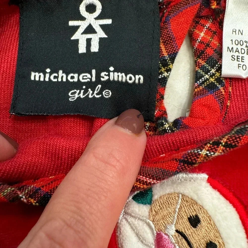 Michael Simon Girls Red Velvet Christmas Holiday Santa Dress - Picture 5 of 7